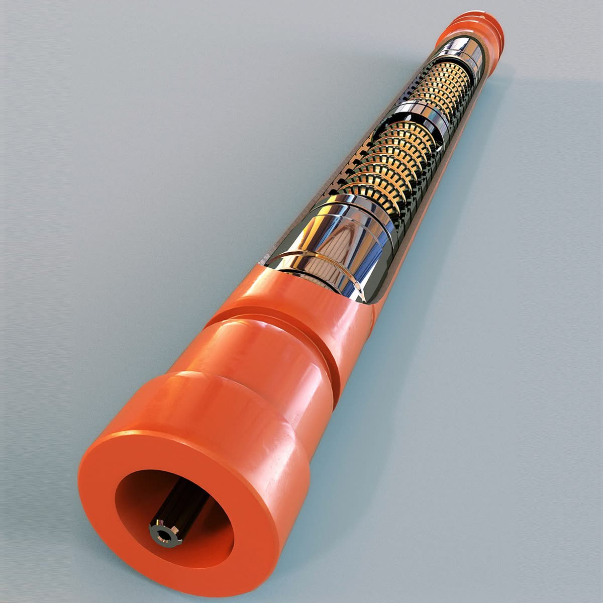 3D render showing pump stages in a standard ESP